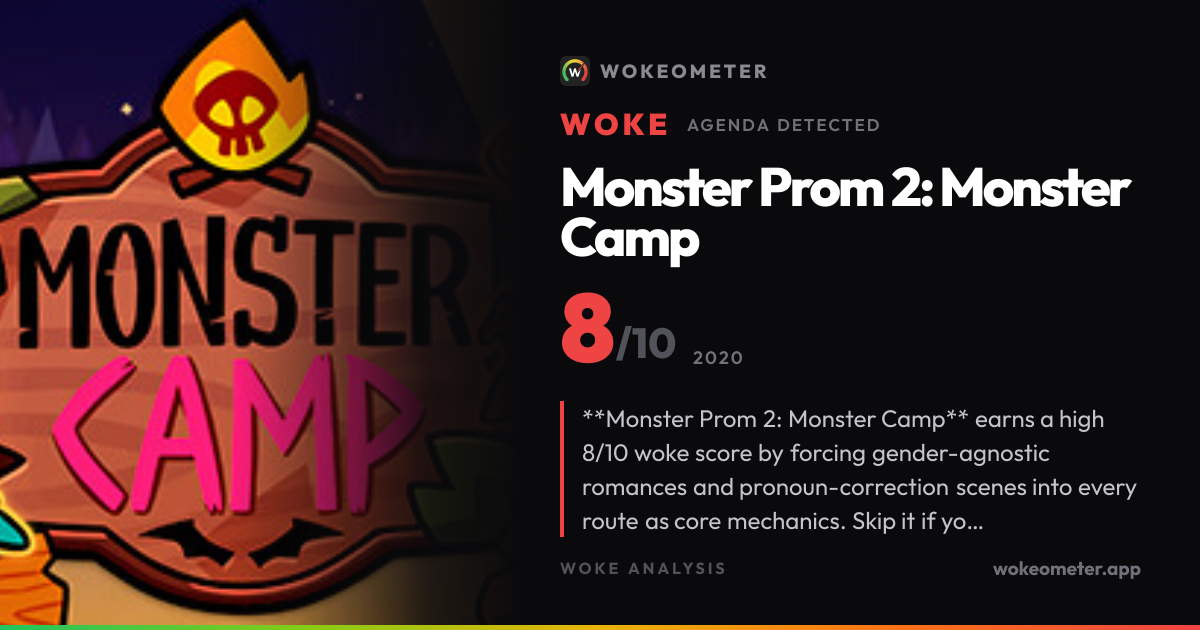 ¿Es Monster Prom 2: Monster Camp Woke? Puntuación Woke de Videojuego: 8 ...